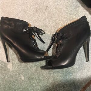 Elegant Black Peep-Toe Ankle Boots